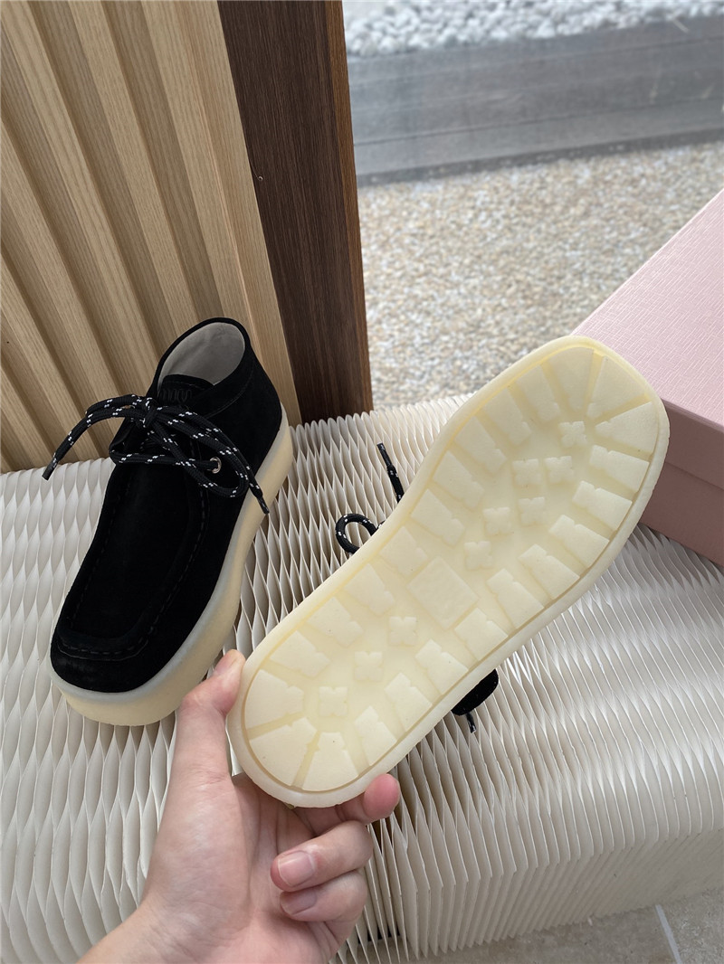 Miu Miu Suede Leather Lace-Up Sneakers