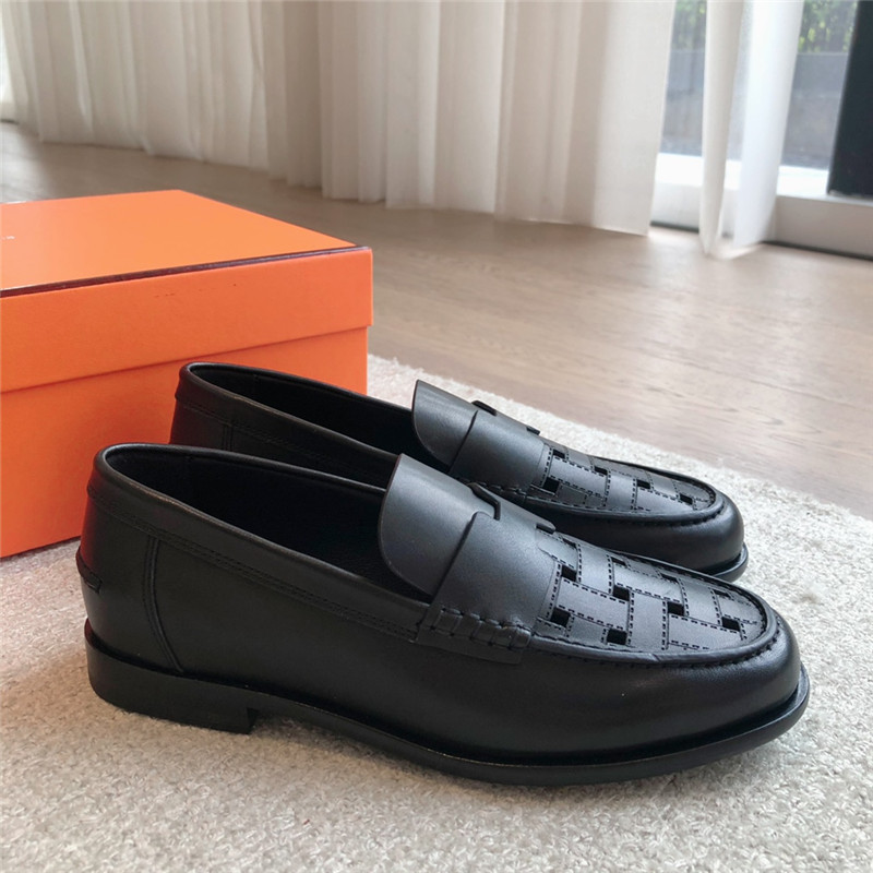 H**me5 h cut-out kennedy loafer in noir calfskin