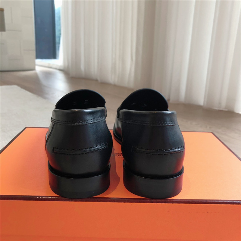 H**me5 h cut-out kennedy loafer in noir calfskin