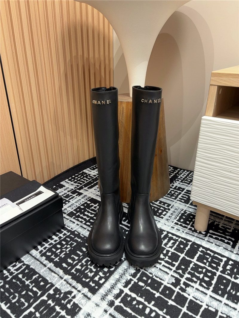 Ch**el calfskin keen high boots