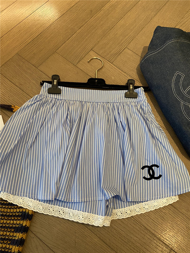 Ch**el blue striped mini skirt