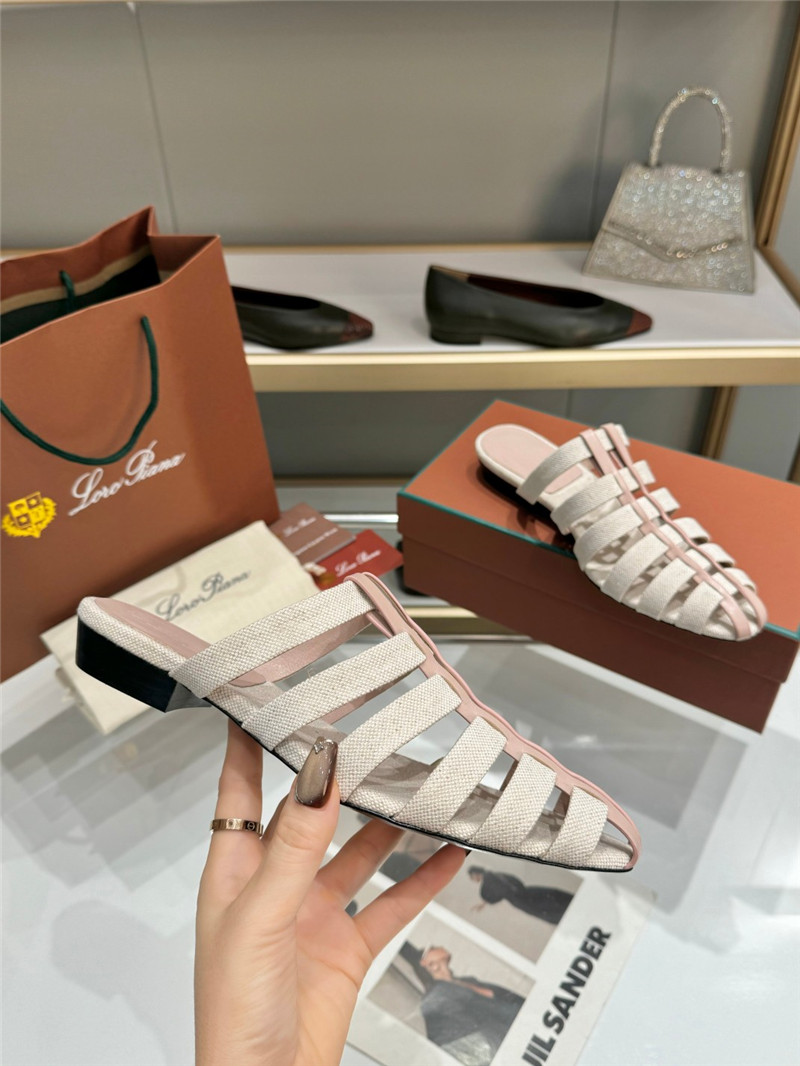 L0r0 P1ana braided strap sandals in ivory calfskin