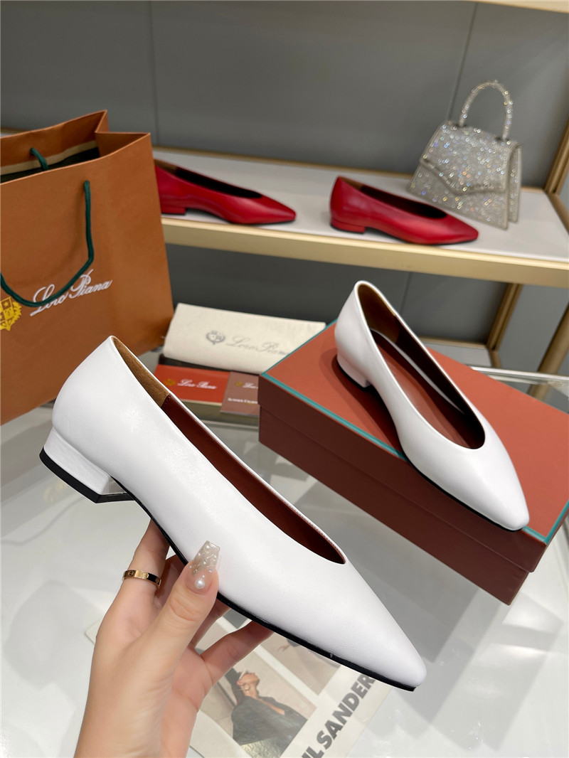 L0r0 P1ana rebecca ballerinas white calfskin