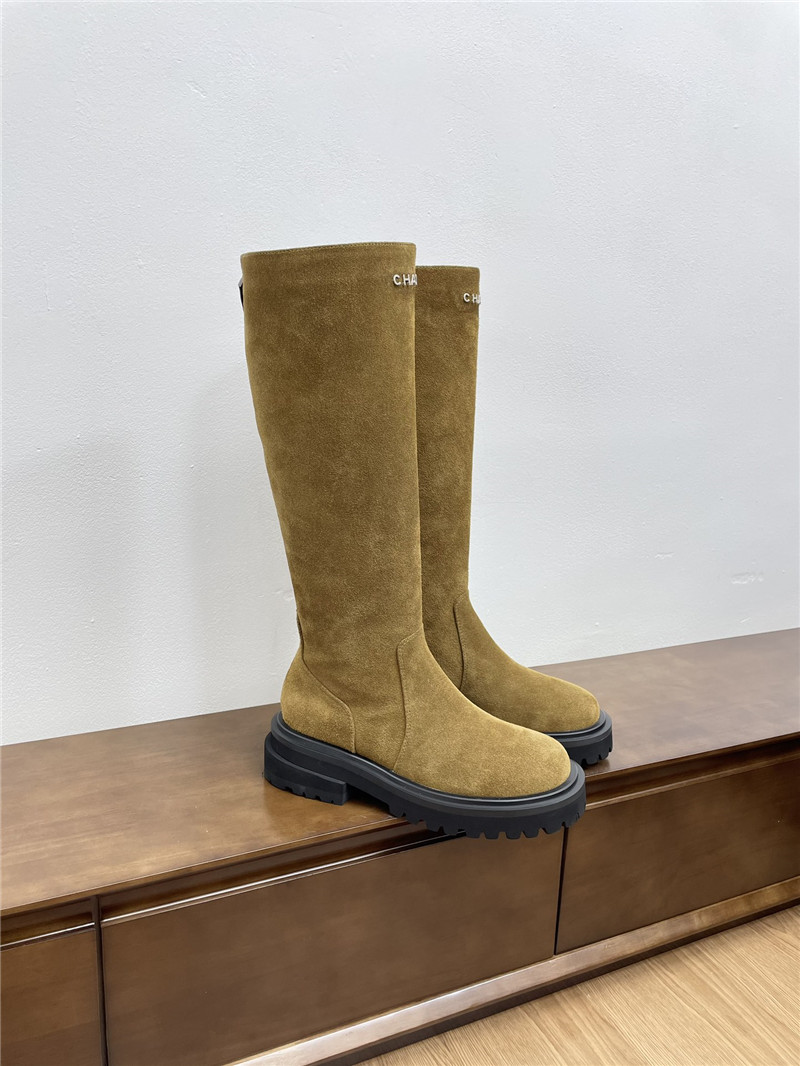 Ch**el suede zippered knee-high boots