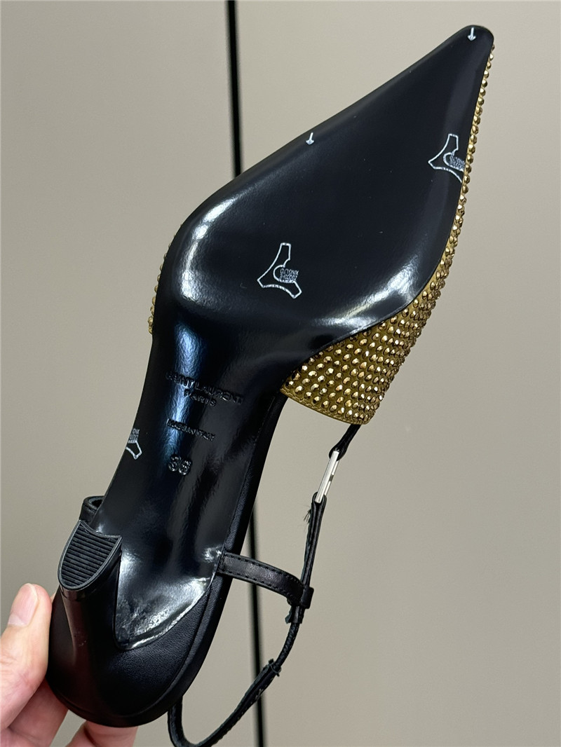 Sa1nt Lau*nt andree embellished satin slingback pumps