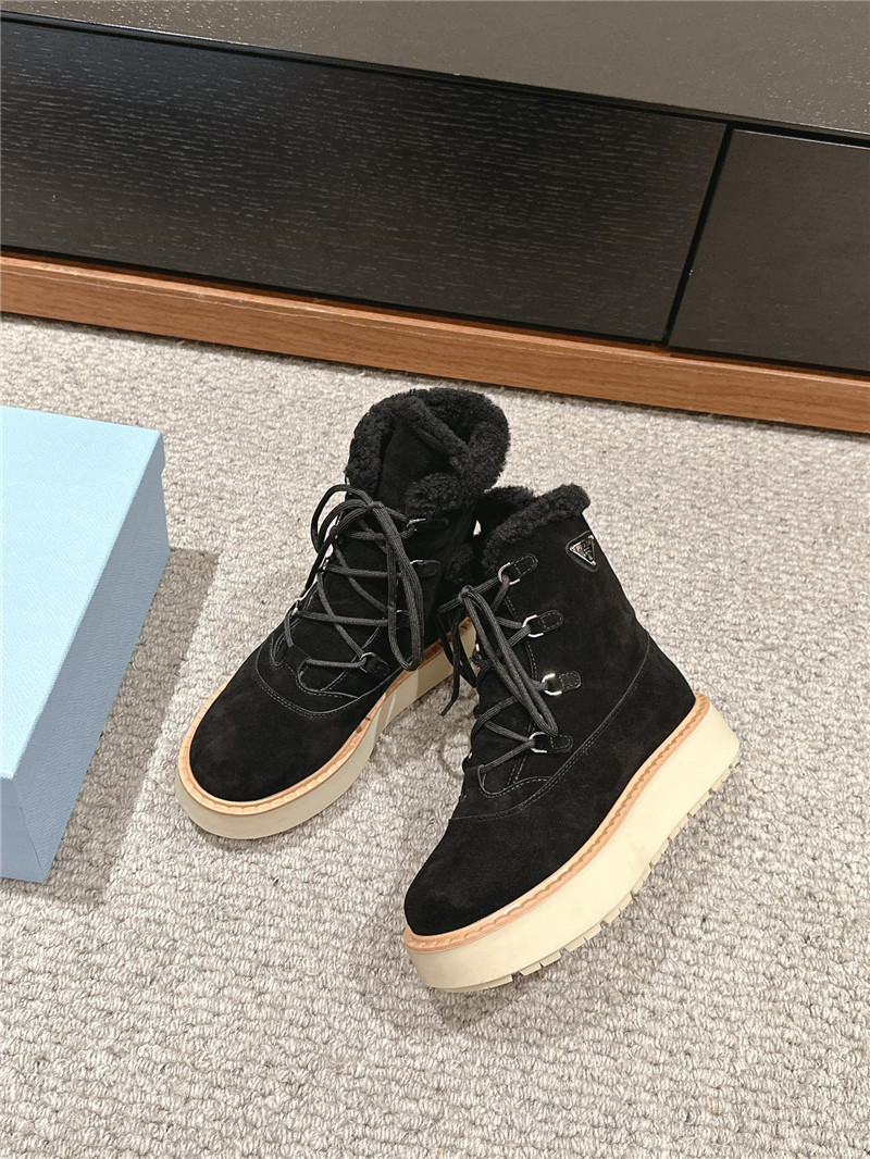 Pra*a suede platform lace-up shearling boots