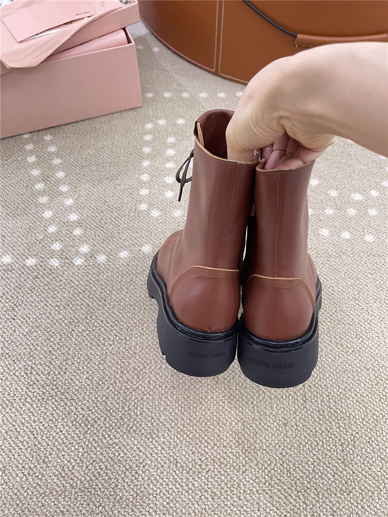 Miu Miu Brown Leather Combat Boots