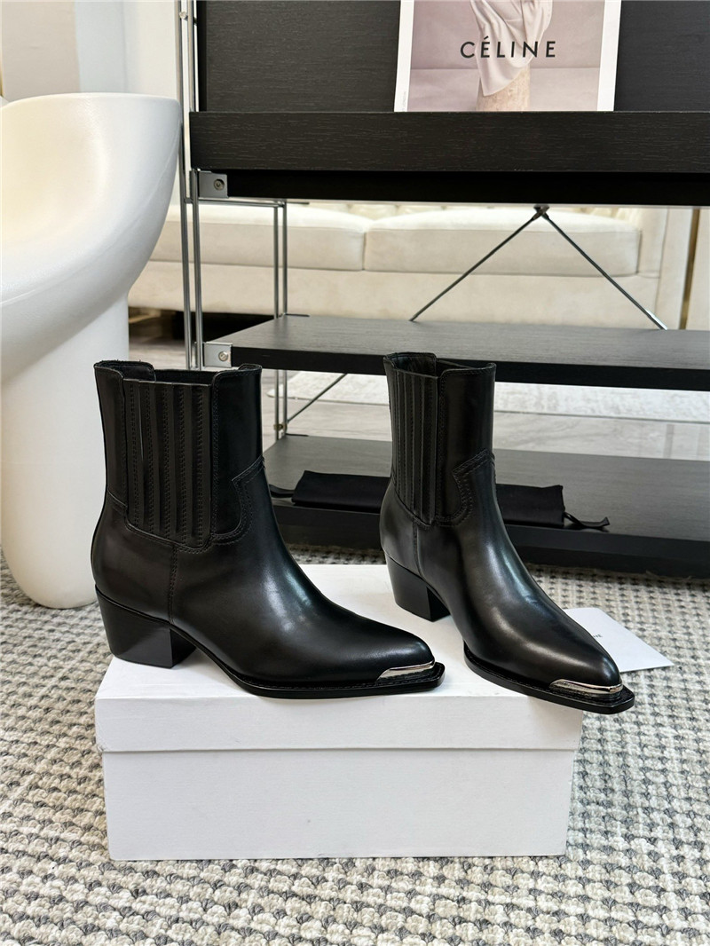 Ce1i*e metallic pointed toe leather ankle boots