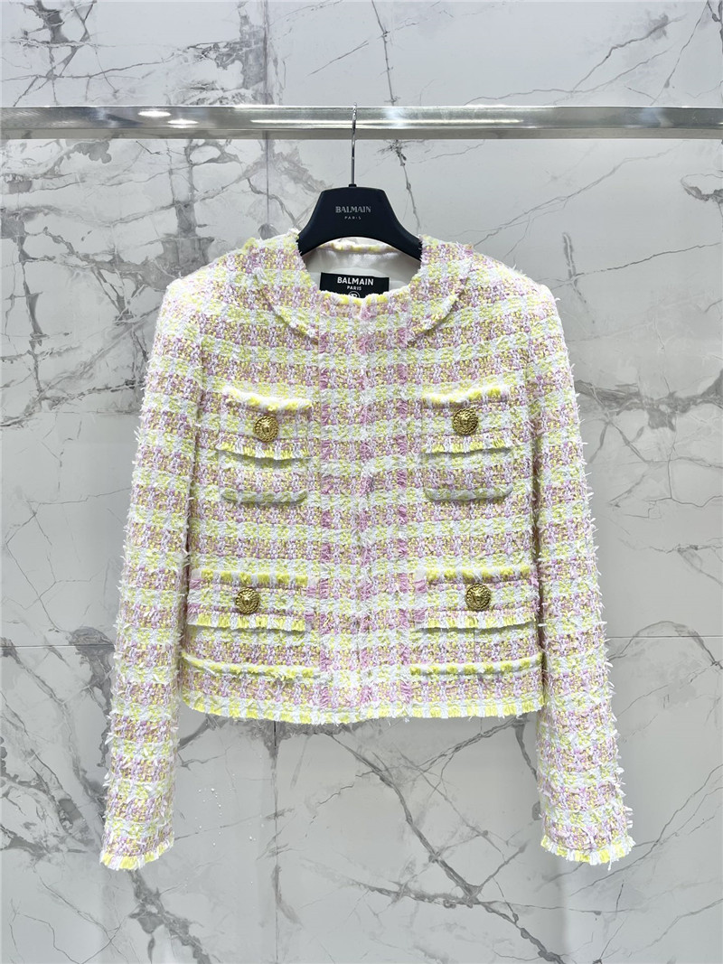 Balmain fringed gold-button tweed jacket