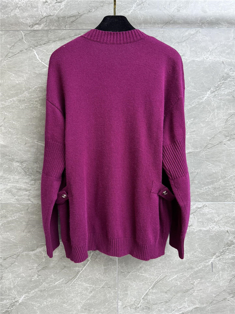 Ch**el turn-lock rib-knit cardigan fuchsia
