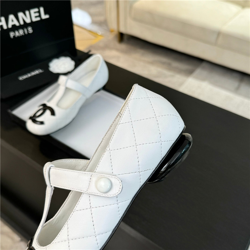 Ch**el white mary janes t-strap loafers