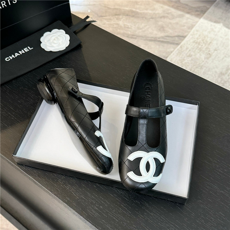 Ch**el mary janes t-strap loafers black