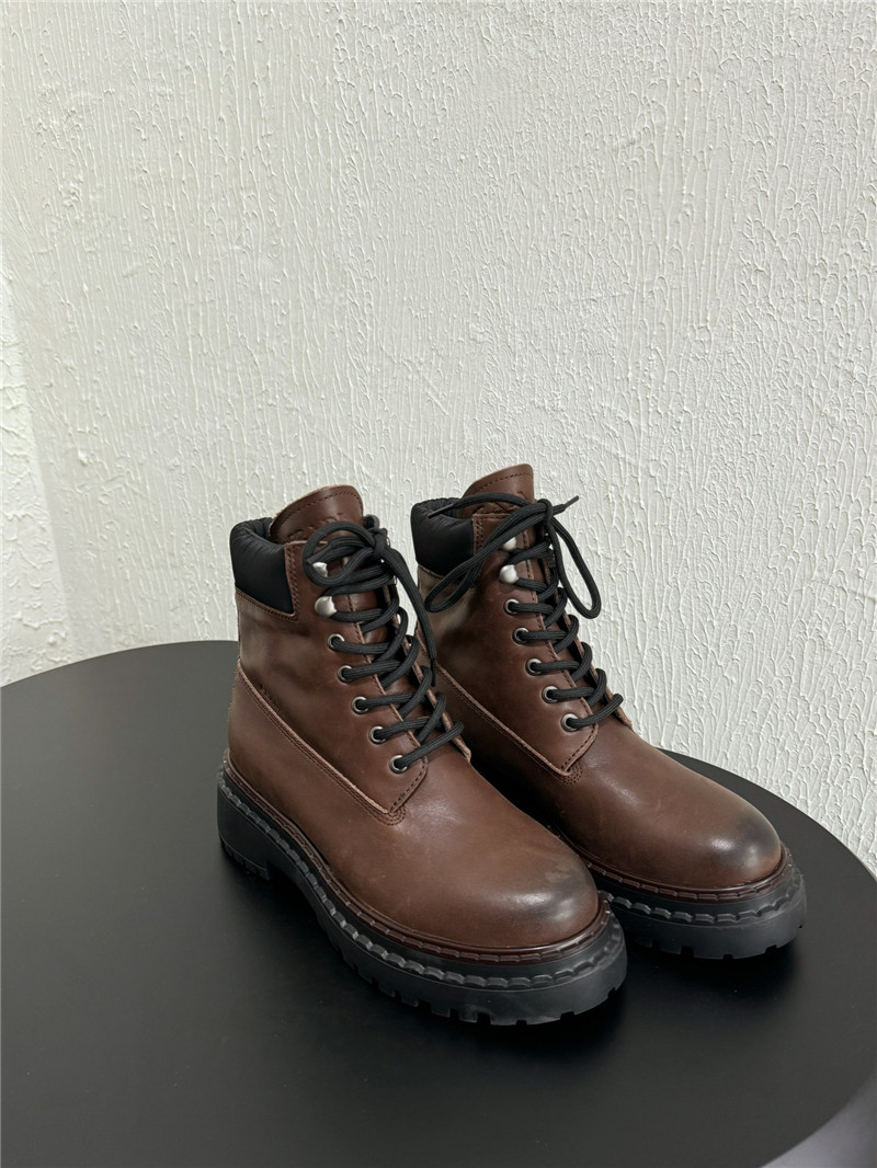 Pra*a leather and re-nylon booties
