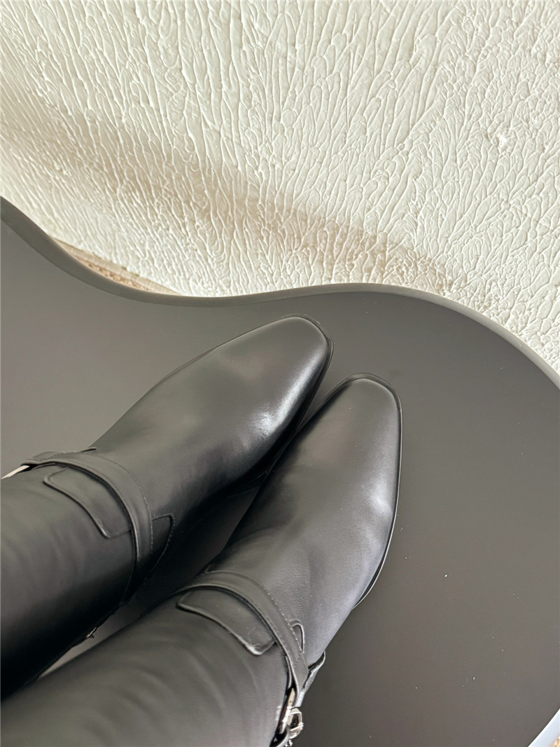 J1m*y Ch00 black calfskin knee high boots