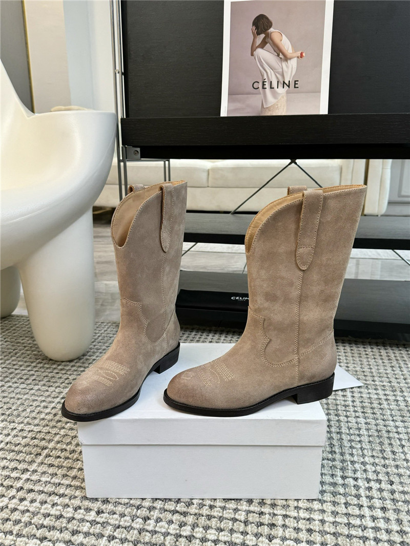 Ce1i*e beige cowboy leather boots