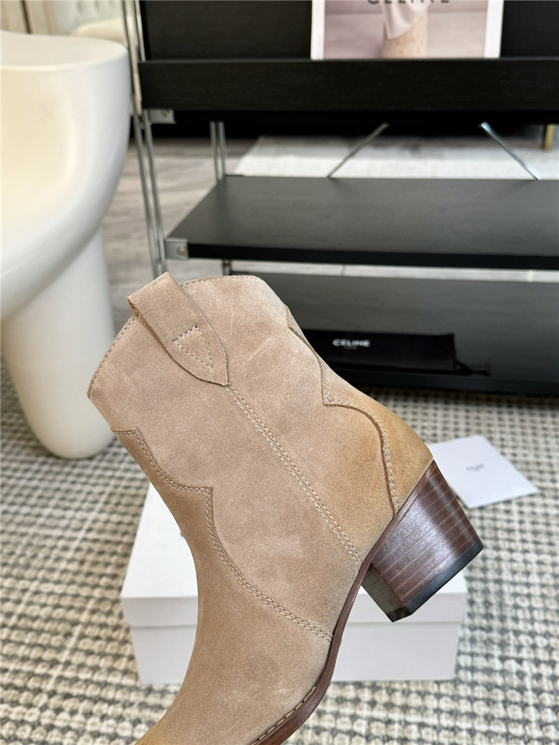Ce1i*e beige western embroidered suede boots
