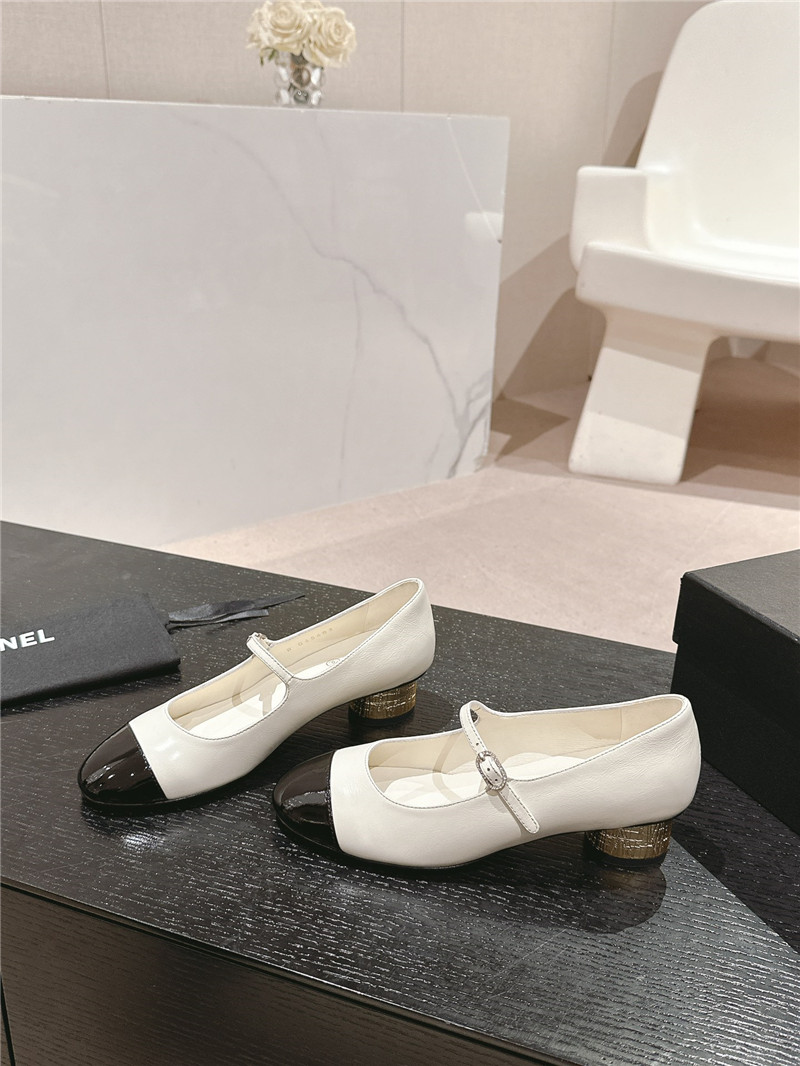 Ch**el white/black mary janes skinny patent calfskin