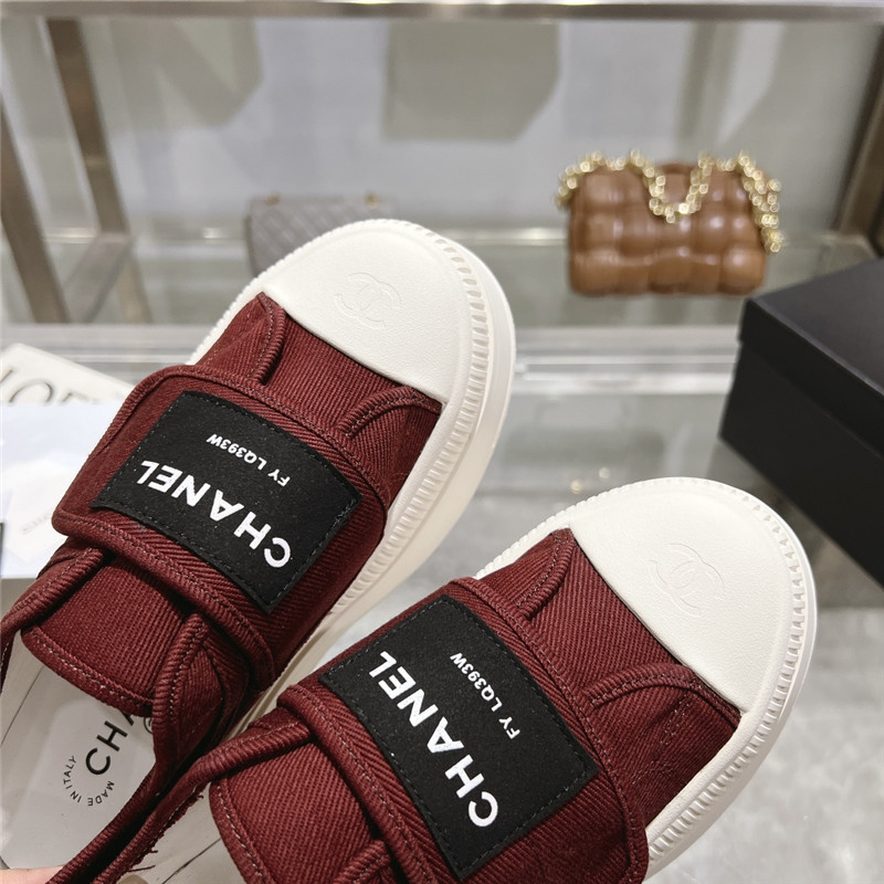 Ch**el canvas velcro sneakers red