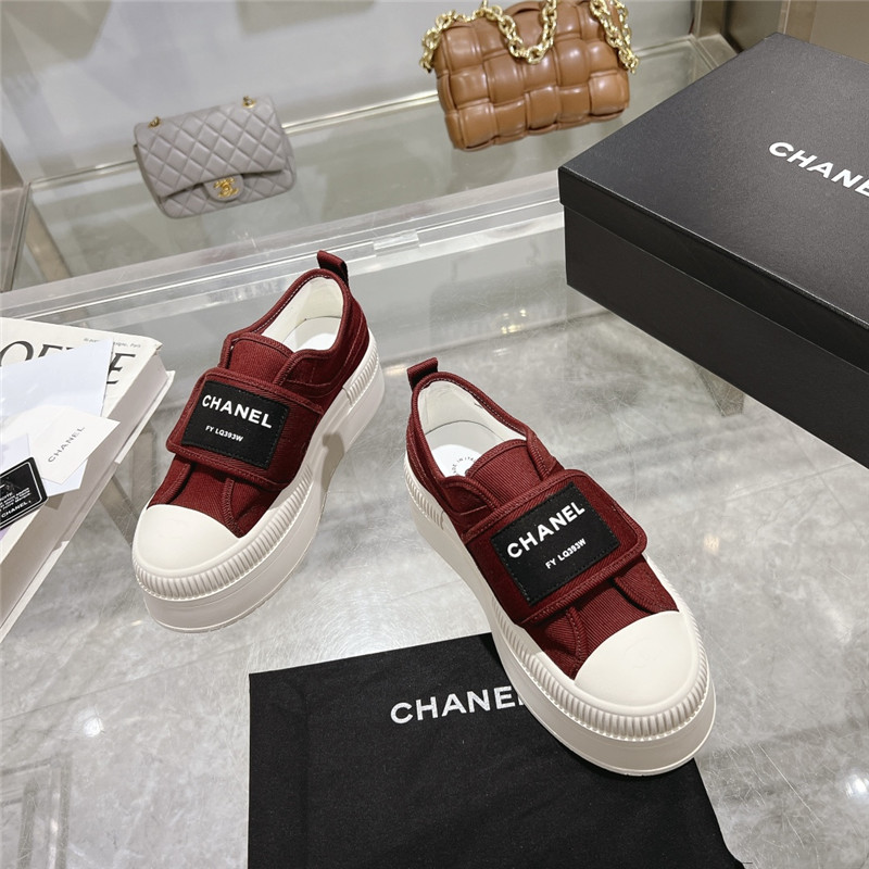 Ch**el canvas velcro sneakers red