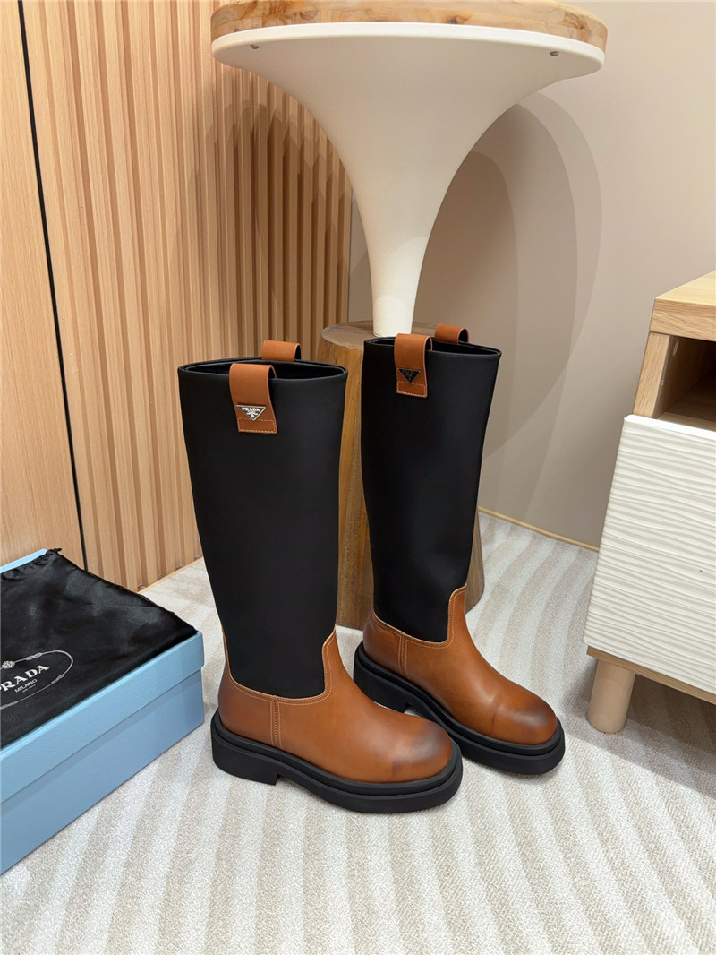 Pra*a re-nylon logo knee-high boots