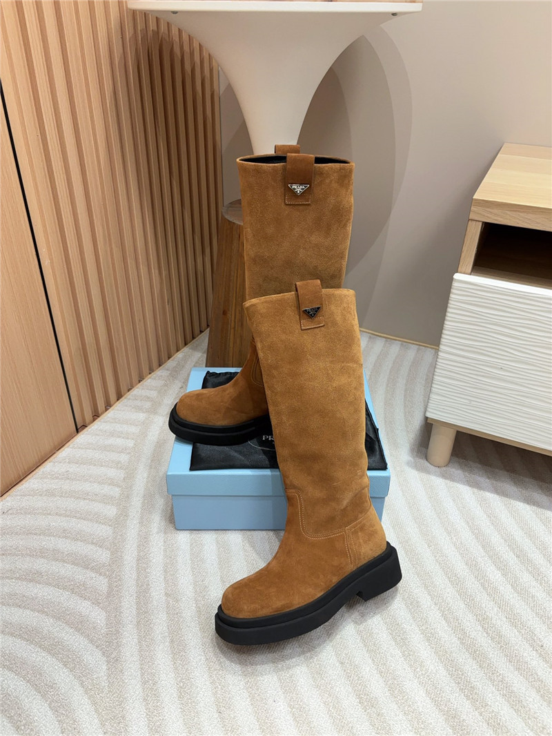 Pra*a brown suede high slip-on boots