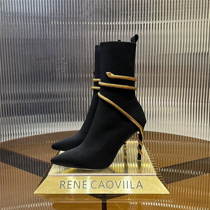 Rene Caovilla Black and Gold Margot Boots