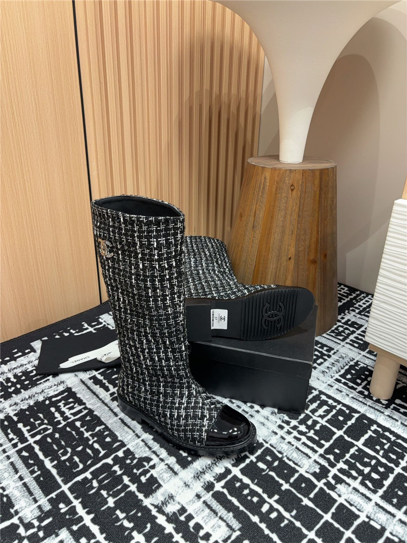 Ch**el tweed high boots
