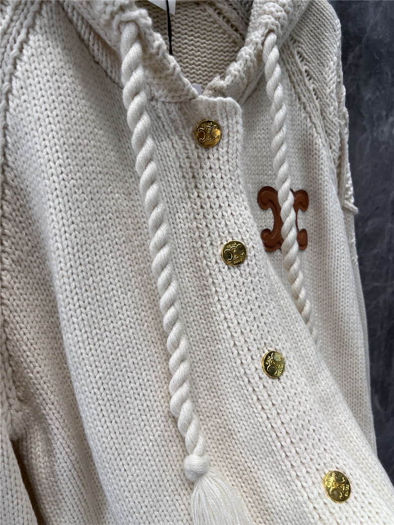 Ce1i*e hooded cable-knit cardigan off-white