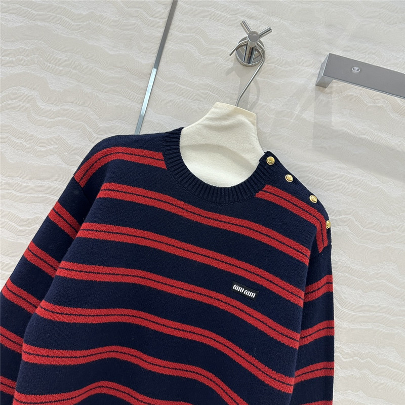 Miu Miu Striped Wool Sweater Red/Navy