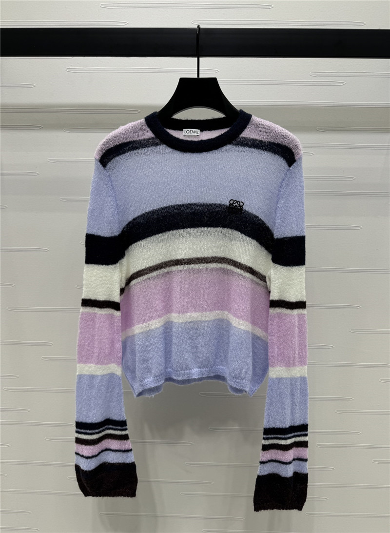 L0ew* logo-embroidered striped mohair sweater