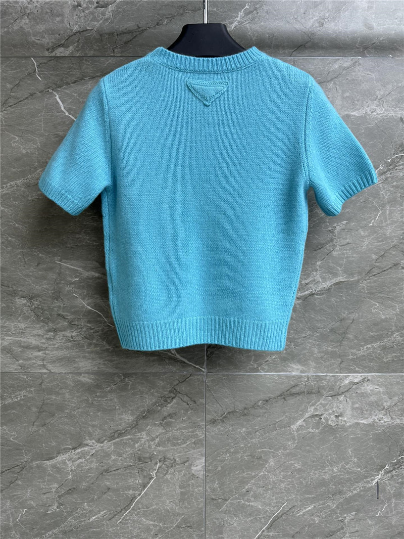 Pra*a short sleeve cashmere top in blue