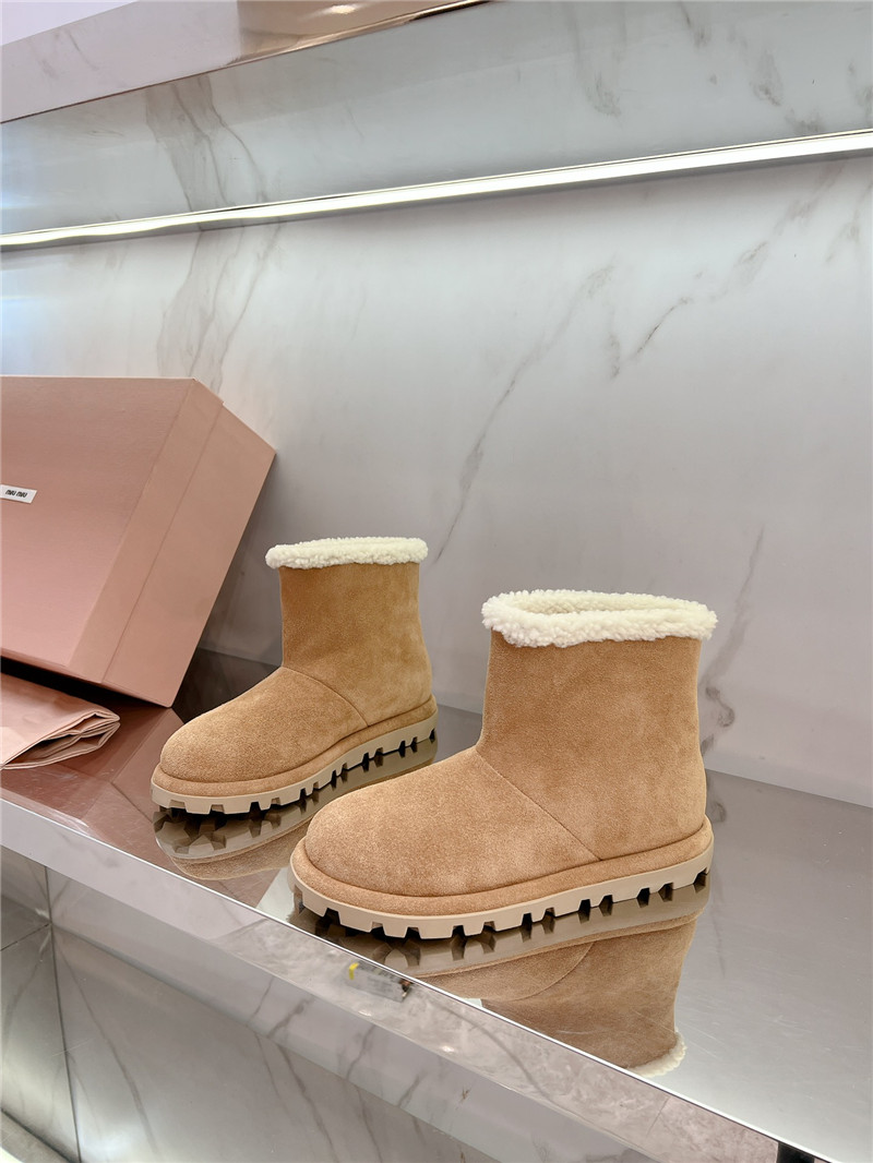 Miu Miu Brown Suede Leather Snow Boots