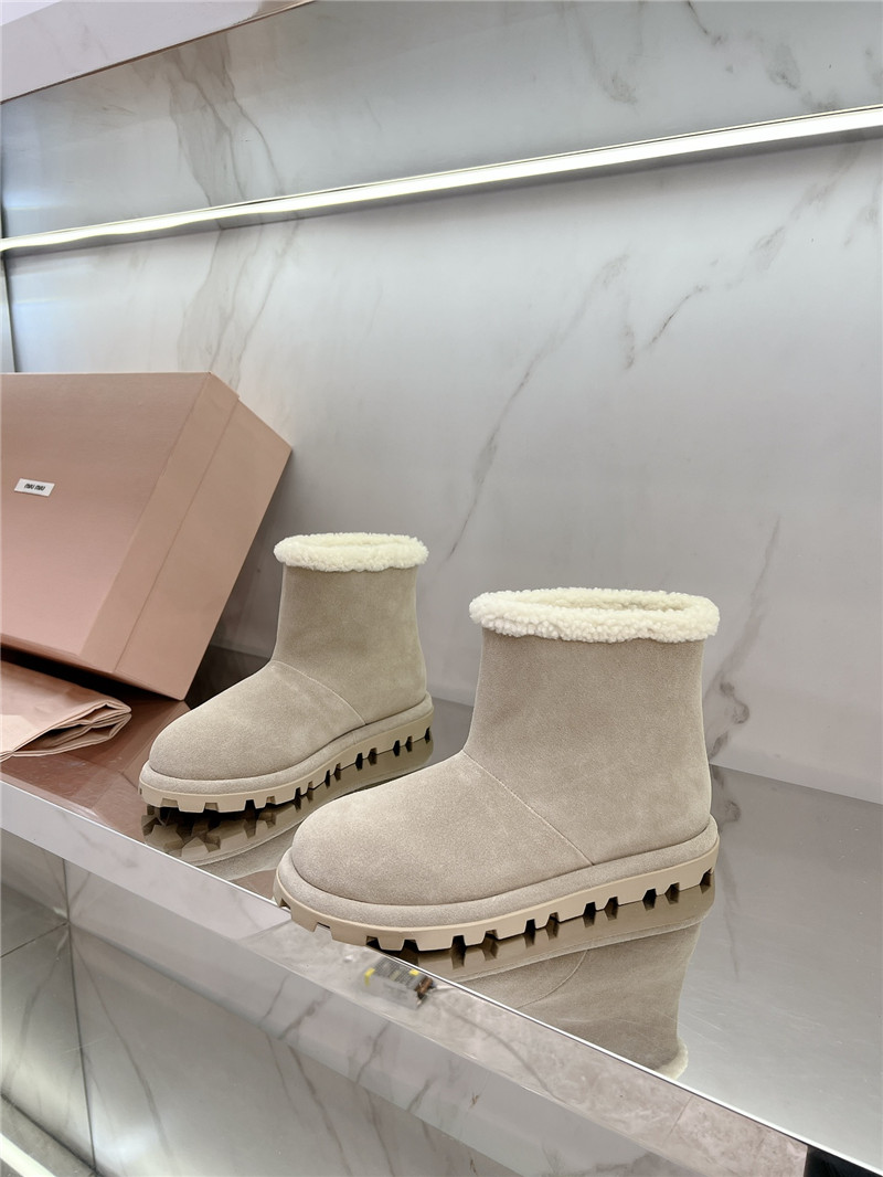Miu Miu Beige Suede Snow Boots