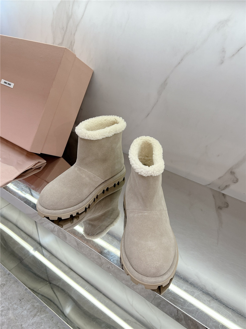 Miu Miu Beige Suede Snow Boots
