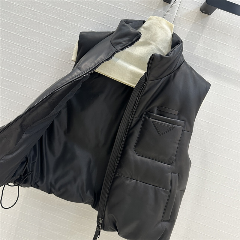 Pra*a genuine leather down vest jacket