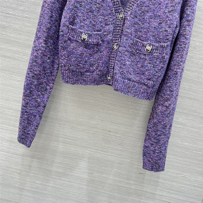Ch**el short v-neck cardigan in purple
