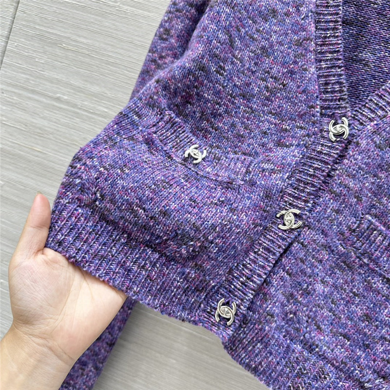 Ch**el short v-neck cardigan in purple