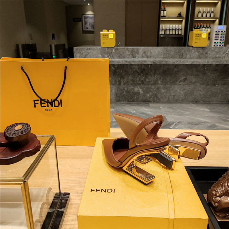 F**di first leather sculpted-heel pumps brown