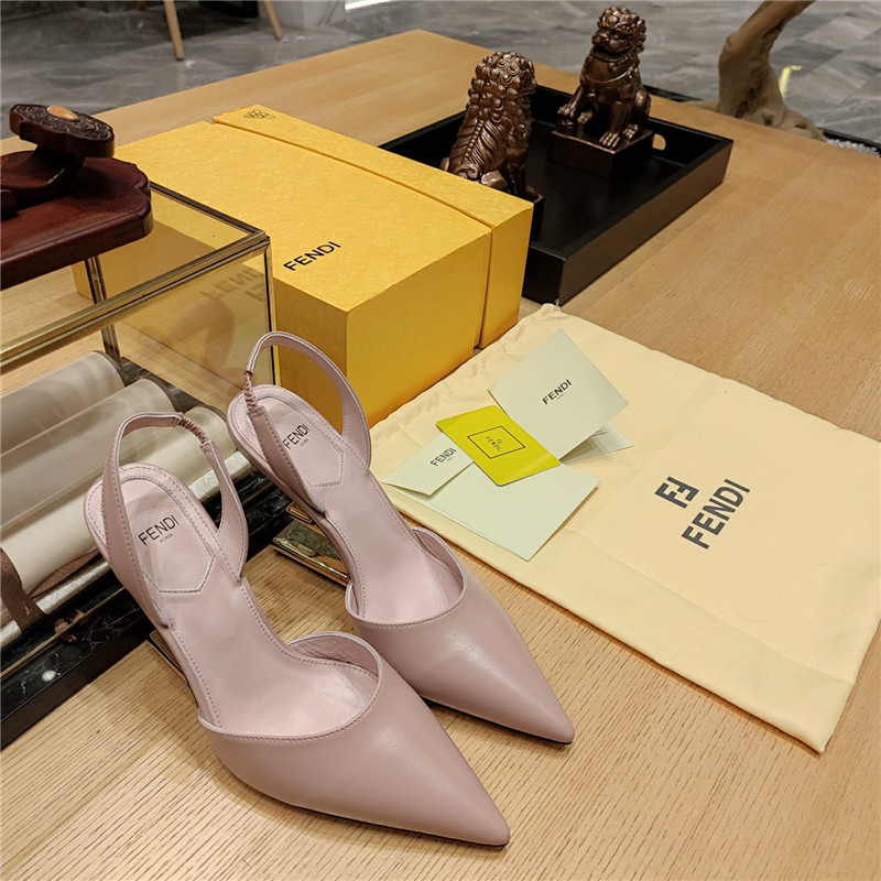 F**di first leather sculpted-heel pumps pink