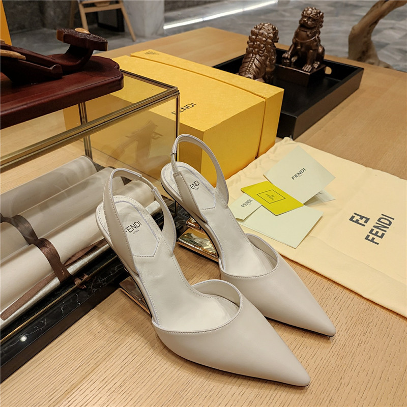 F**di first leather sculpted-heel pumps white