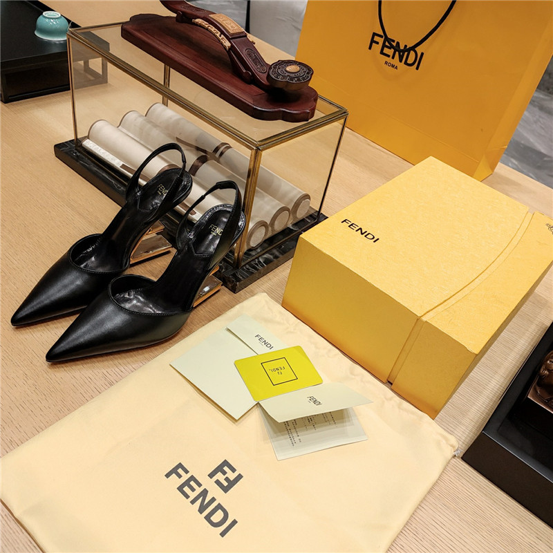 F**di first leather sculpted-heel pumps black