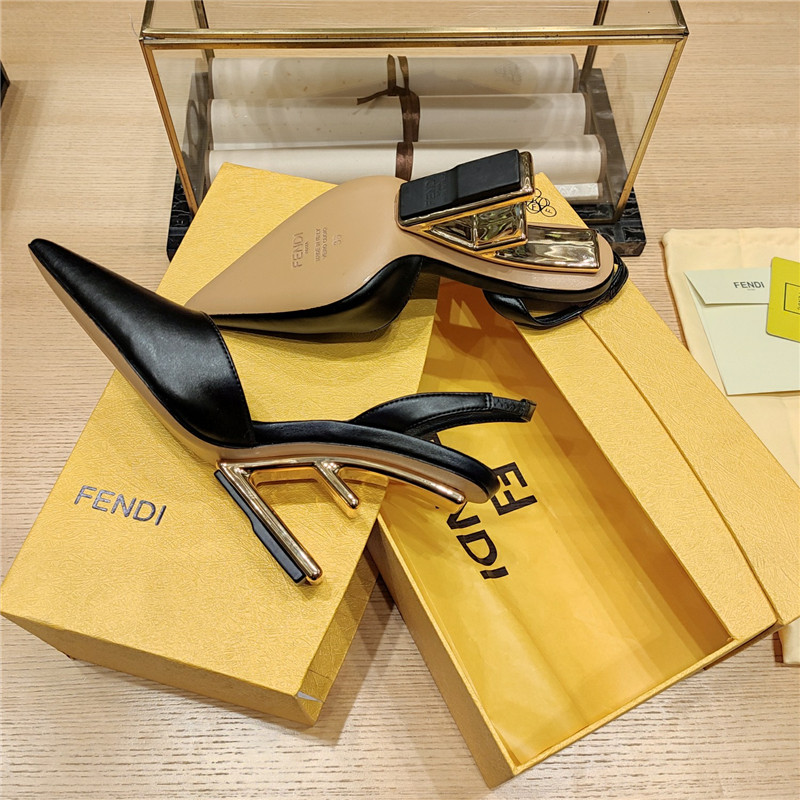 F**di first leather sculpted-heel pumps black