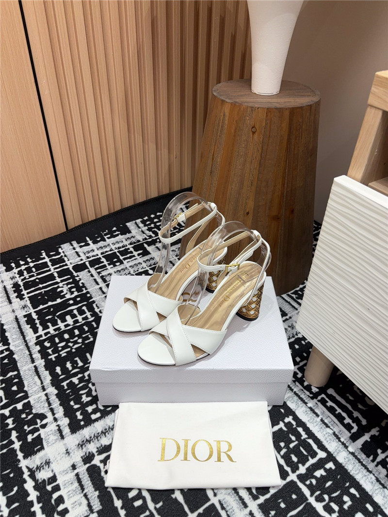 D10r icon white calfskin heeled sandals