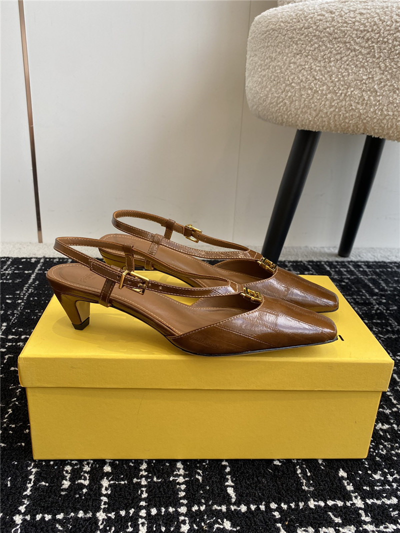 F**di ffold slingback pumps in brown