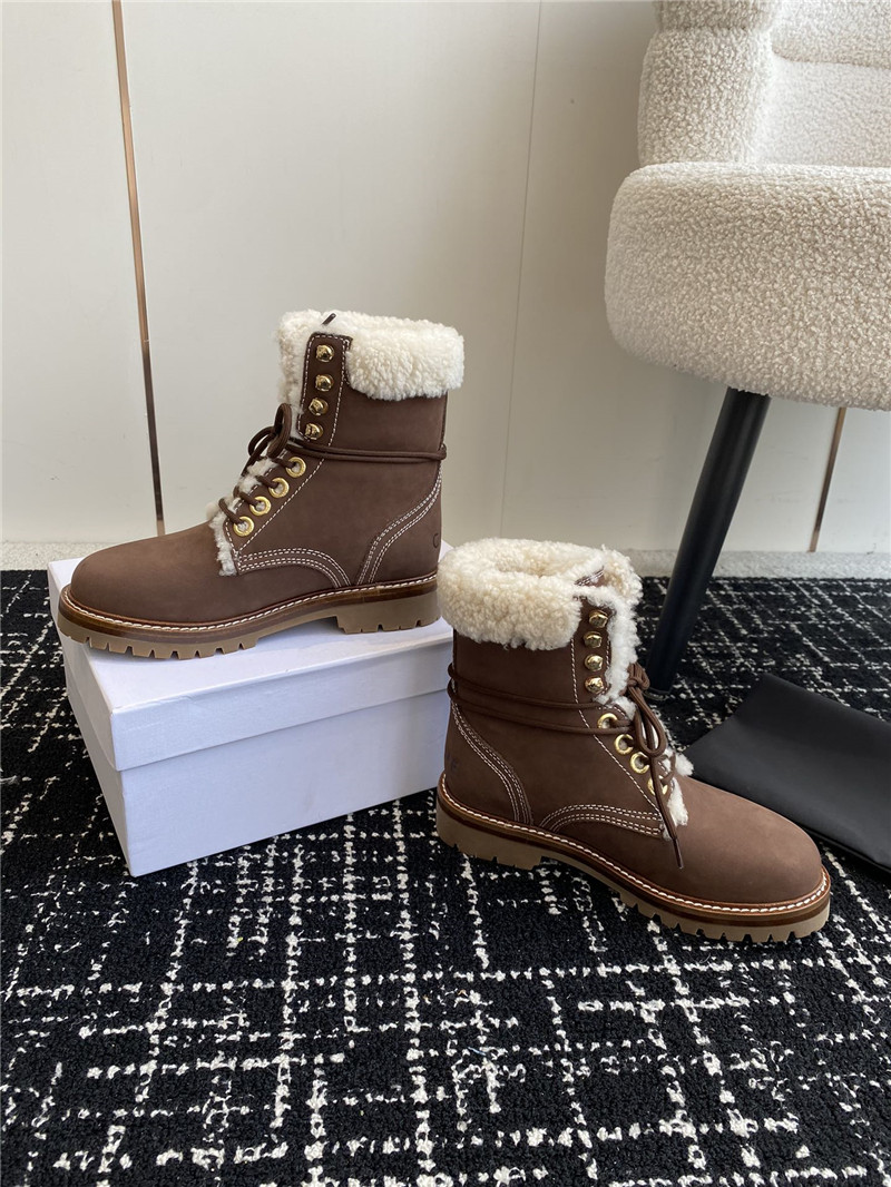 Ce1i*e kurt lace-up calfskin mid boot in brown