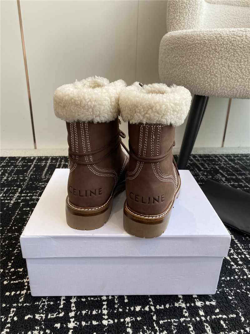 Ce1i*e kurt lace-up calfskin mid boot in brown