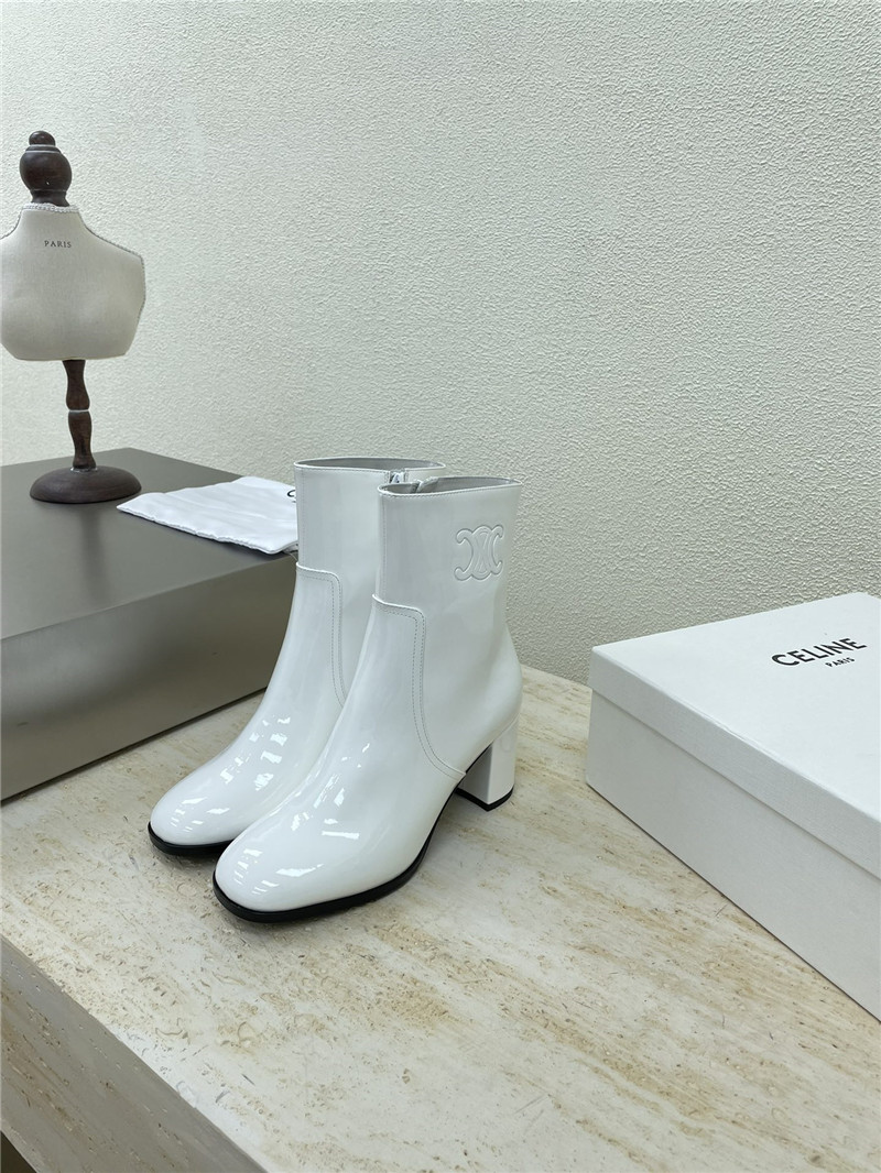 Ce1i*e white patent leather ankle boots