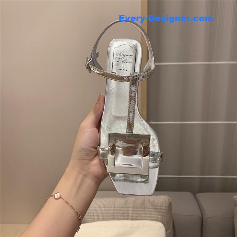roger u1u1er square buckle sandals