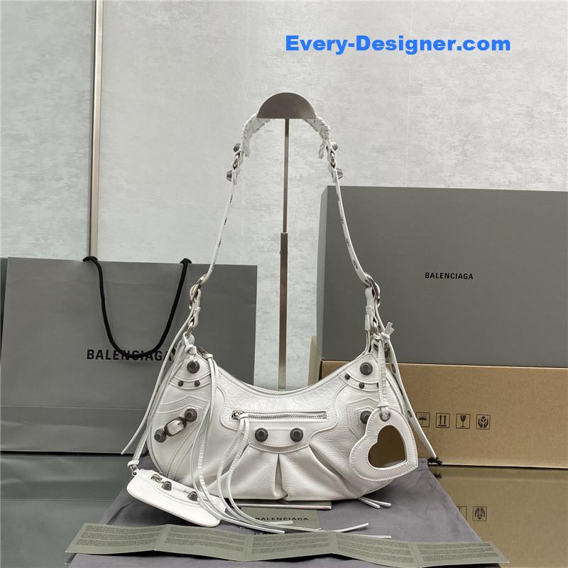 Ba1en*iaga le cagole leather shoulder bag