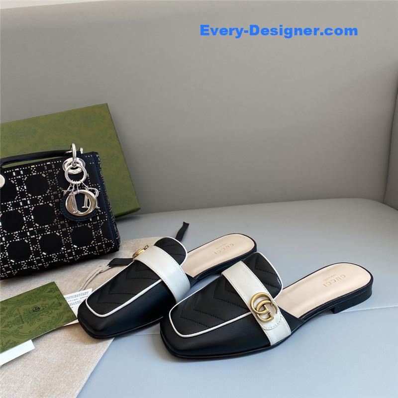 Gvc*1 horsebit color block muller half slippers